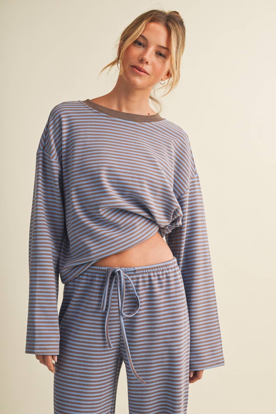Striped Cotton Knit Oversized Top