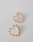 Gold Studded Pink Tortoise Valentines Heart Earrings