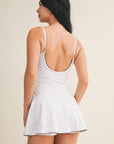 Polka Dot Print Lace Trim Ruffle Mini Dress