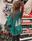 Sparkling Christmas Tree Embroidered Crewneck Sweatshirts