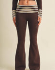 Striped Foldover Flare Knit Sweater Pants