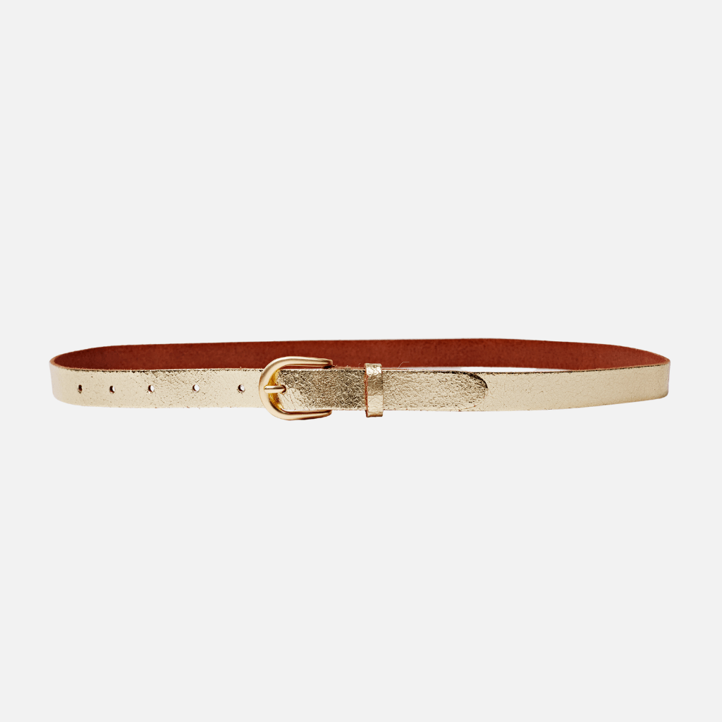 Eva | Metallic Skinny Fun Full Grain Leather Belt Women