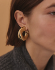 Wave-Puffy Hoop- Steel Earrings- 14K gold or Silver