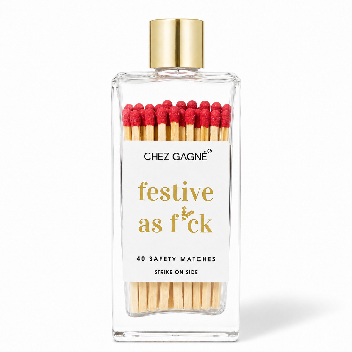 Festive As F*ck - Glass Bottle Matches, Christmas Gift, Red