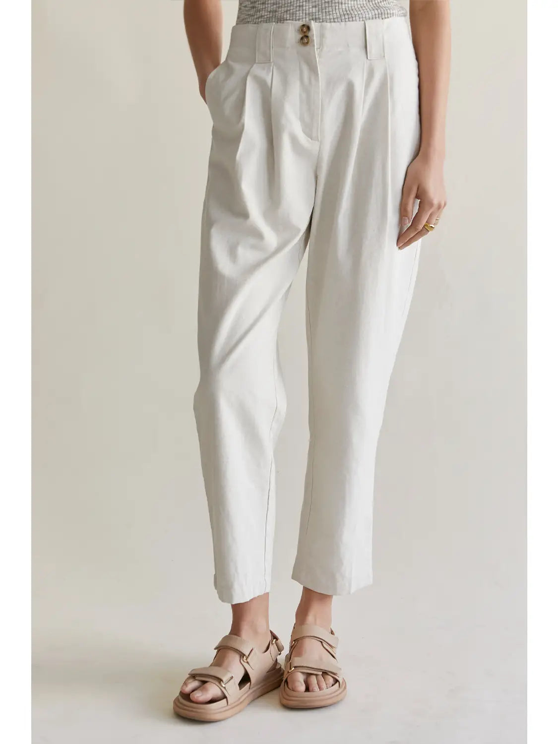 Marcello Linen Pleated Pant