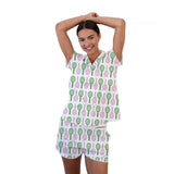 Pajama Short Set Tennis Pink/Green