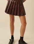 Mona Pleated Leather Skirt