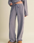 Striped Cotton Knit Wide Leg Pants