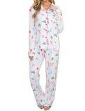 Festive Print Button-Up Pajama Set