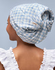 Satin Lined Flexi Shower Cap - Gingham Blue
