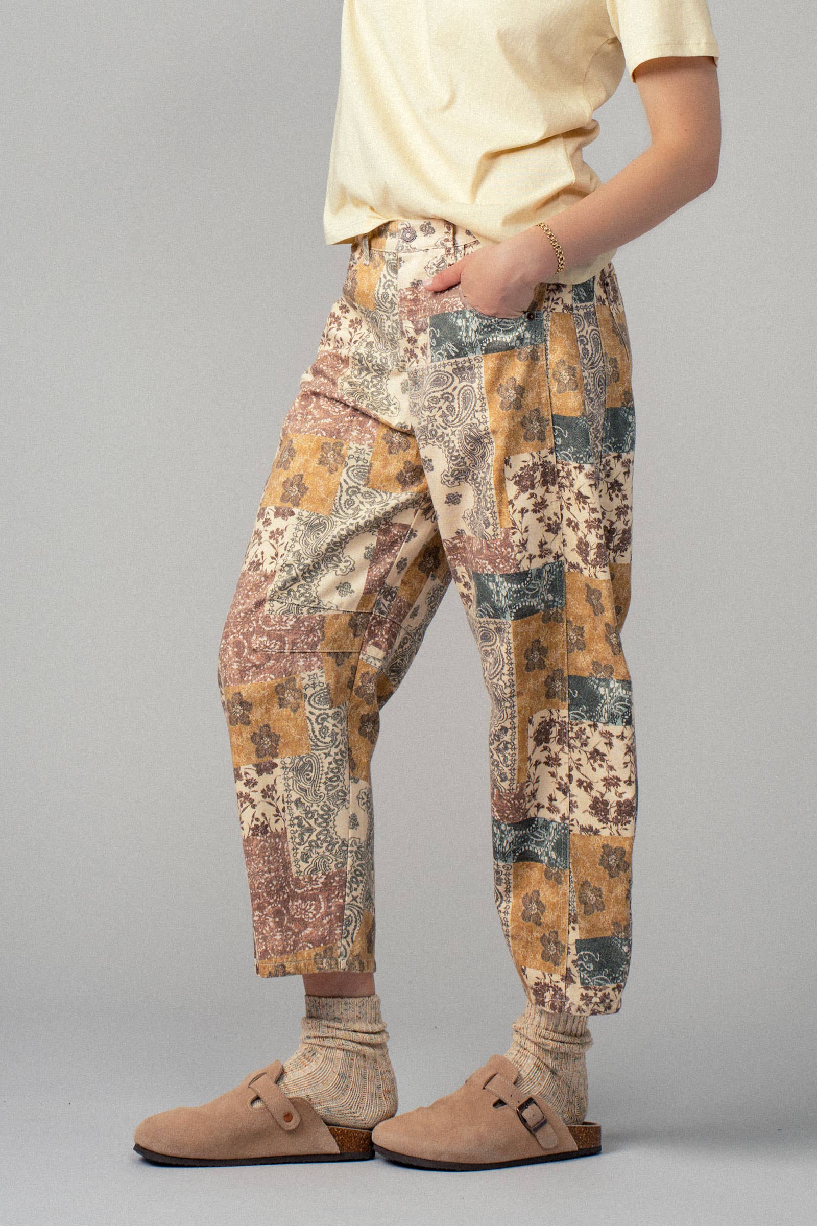 Boho Patchwork Wide Leg Pants