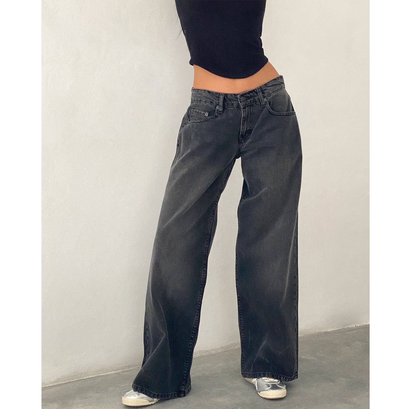 Vinnie Low Rise Wide Leg Denim Jeans