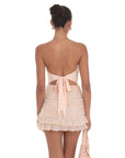 Lucy in the Sky Sequin Ruched Bodycon Dress in Peachy Pink
