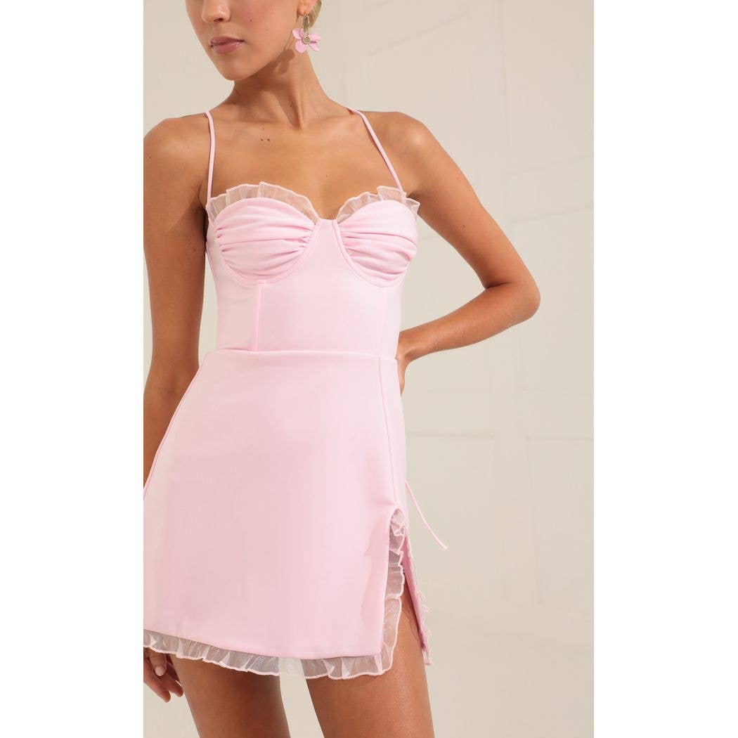 Lucy in The Sky Anise Corset Ruffle Dress in Pink SANITY Lucy in The Sky Anise Corset Ruffle Dress in Pink SANITY