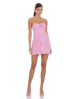 Lucy in the Sky Chiffon Rosette Ruffle Dress in Pink