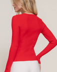 Long Sleeve Crew Neck Viscose Rib Sweater