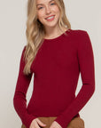 Long Sleeve Crew Neck Viscose Rib Sweater
