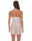 Lucy in the Sky Metallic Embellished Strapless Dress in Rose Gold