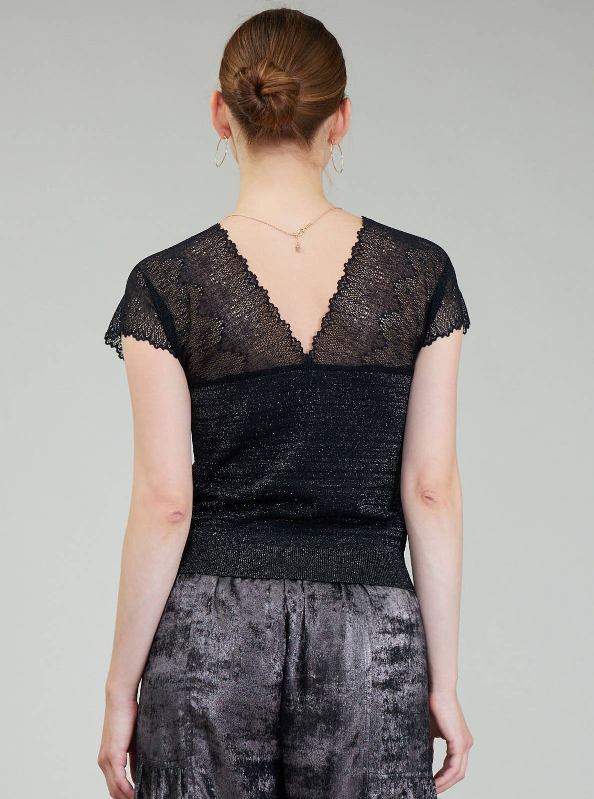 Lucy Glitter Lace Knit Top