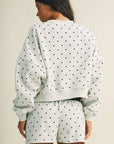 Amour Polka Dot Print Crewneck Crop Sweatshirt