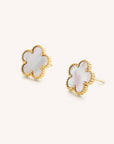 White Shell Flora Studs