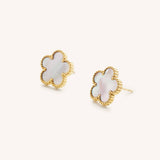 White Shell Flora Studs