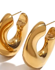 Wave-Puffy Hoop- Steel Earrings- 14K gold or Silver