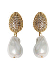 Sparkling Vintage Chunky Gold & Pearl Drop Holiday Earrings