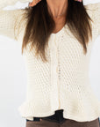Elina Peplum Openwork Cardigan