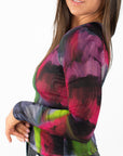 Mesh Print Crew Top - Baroque Bloom