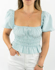 Talia Puff Sleeve Top- Blue