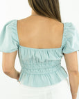 Talia Puff Sleeve Top- Blue