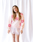 Lux Embroidered Heart Sweater Top