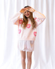 Lux Embroidered Heart Sweater Top