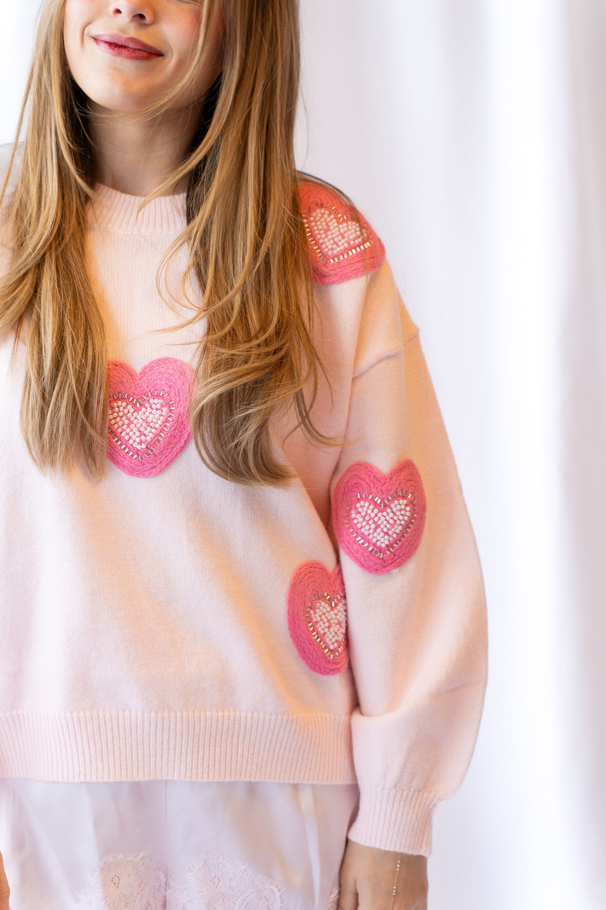 Lux Embroidered Heart Sweater Top