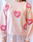 Lux Embroidered Heart Sweater Top