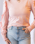 Millie Ruffle Top- Rose Quartz