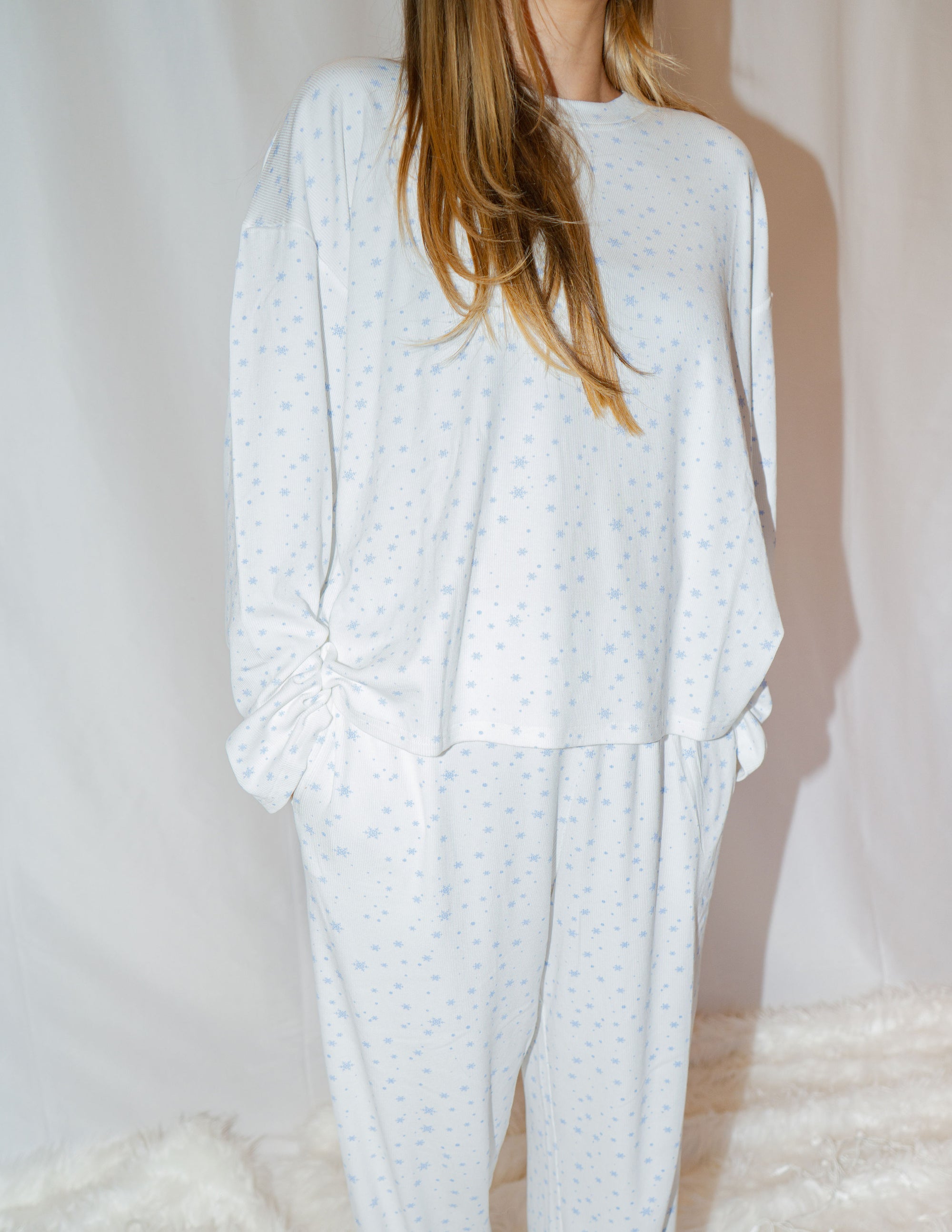 Snowflake Long Sleeve Pajama Top