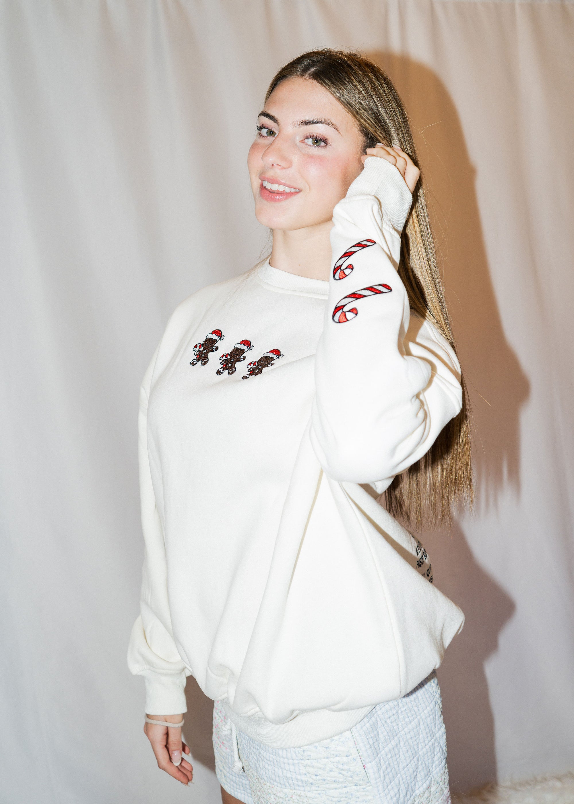 Gingerbread Cookie Recipe Embroidery Sweatshirt