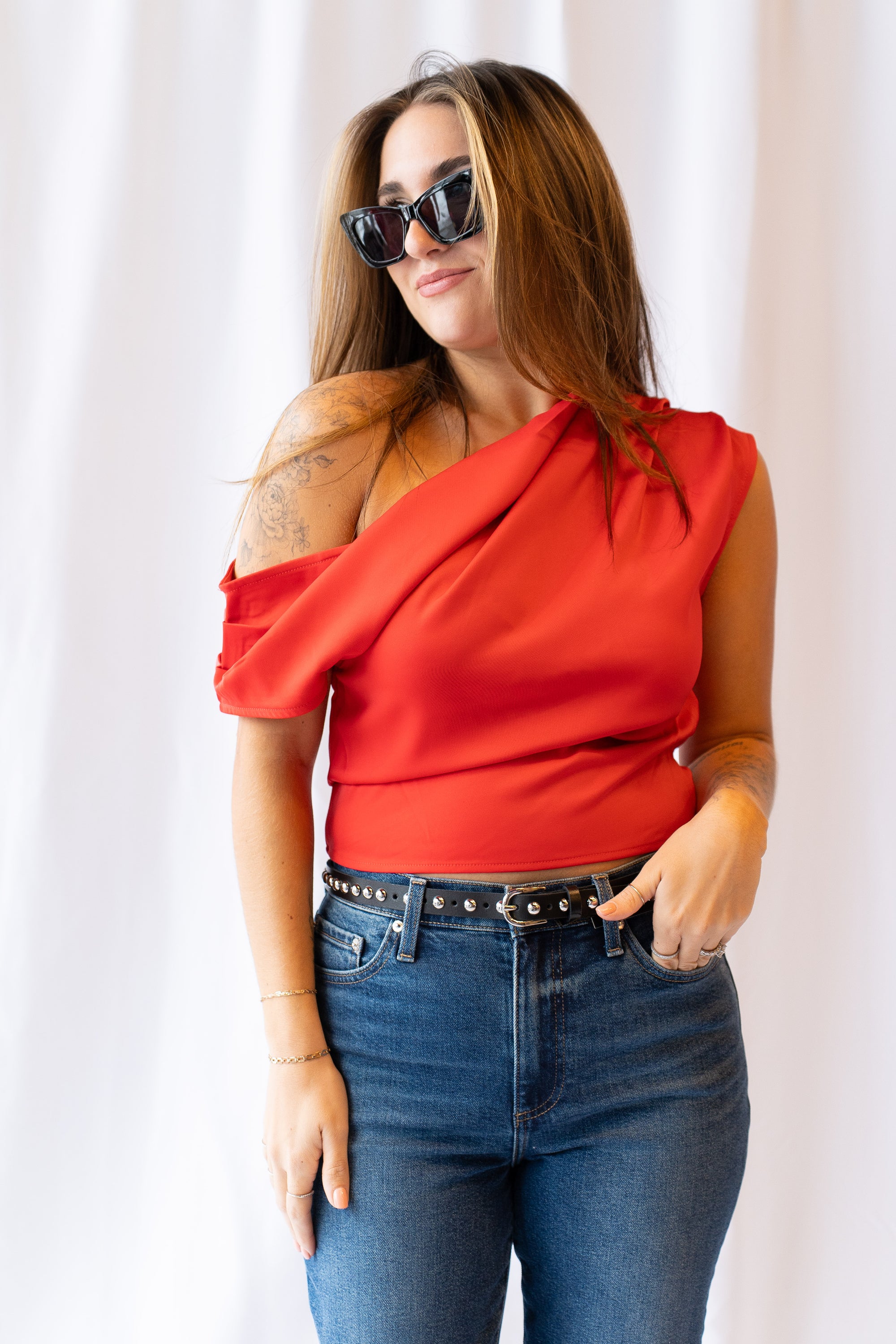 Sloane One Shoulder Satin Top