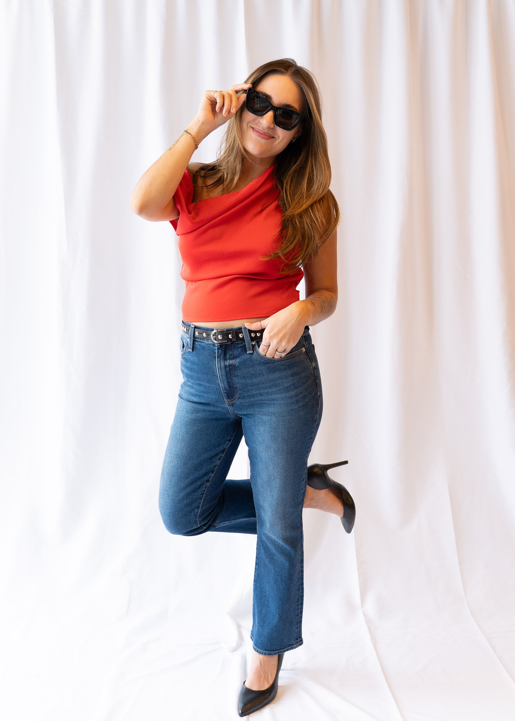 Sloane One Shoulder Satin Top