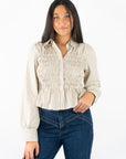 Nomi Smocked Peplum Shirt
