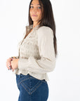 Nomi Smocked Peplum Shirt