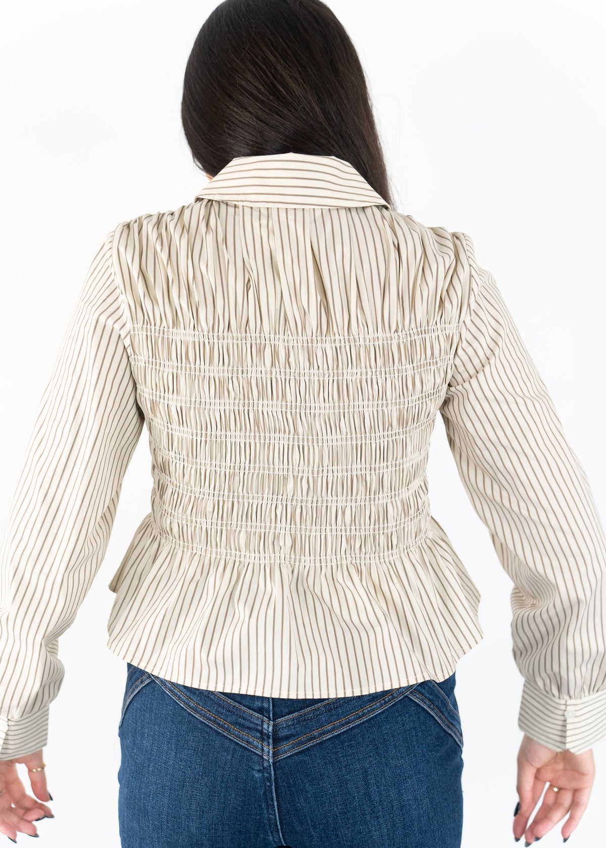 Nomi Smocked Peplum Shirt