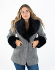 Suiting Houndstooth Faux Fur Blazer