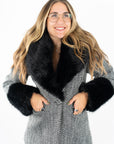 Suiting Houndstooth Faux Fur Blazer
