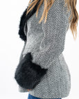 Suiting Houndstooth Faux Fur Blazer