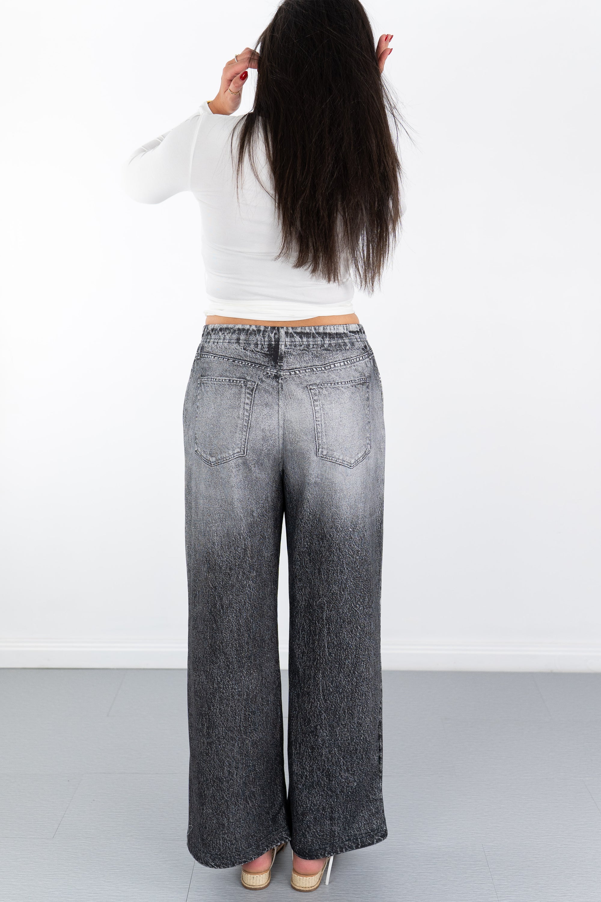 Ainsley Denim Terry Pants- Black