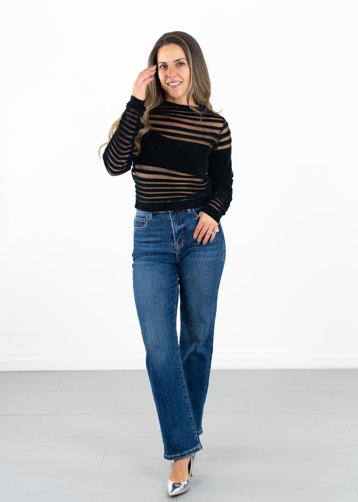 Knit Stripe Sheer Top