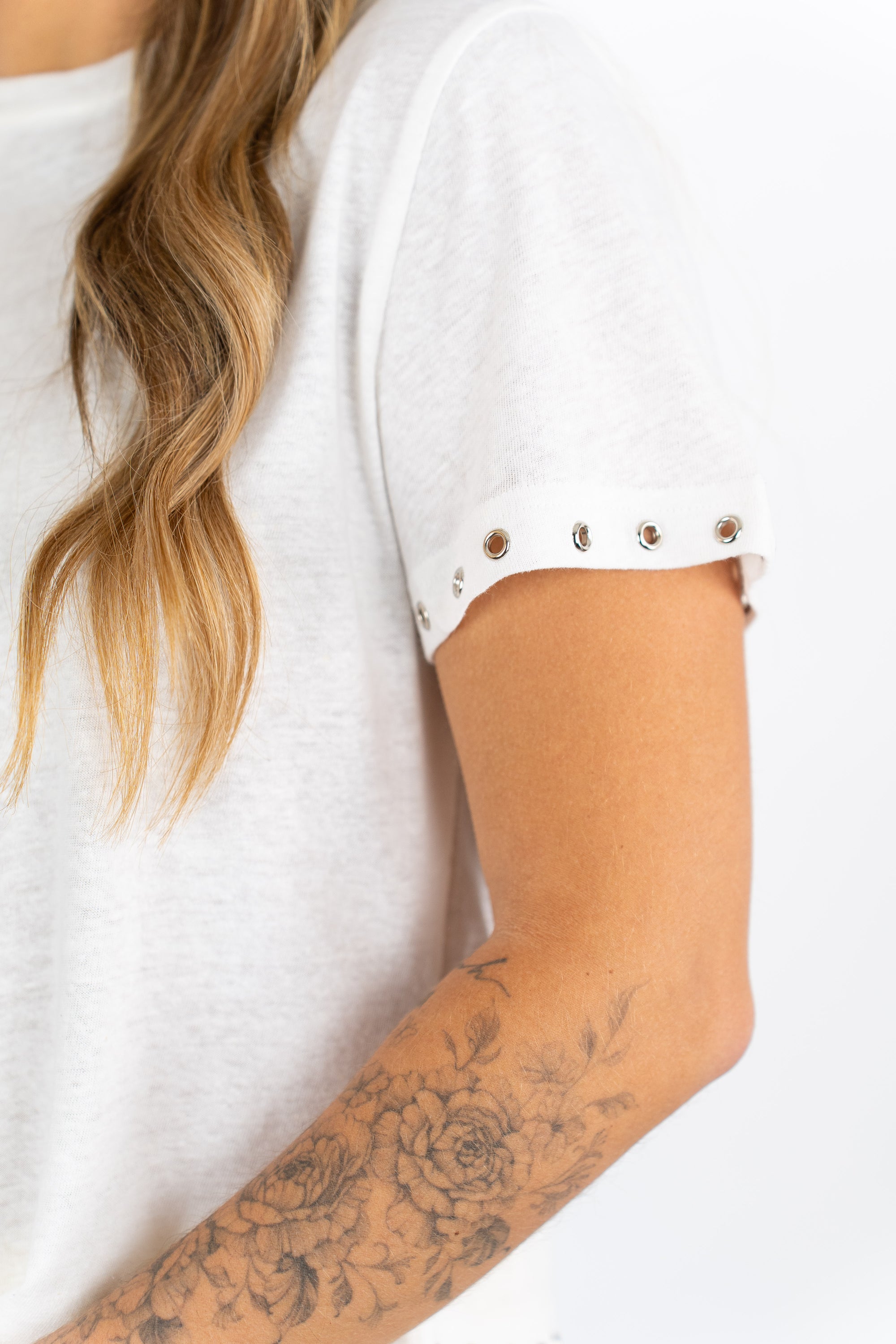 Zoey Rivet Top- Ivory